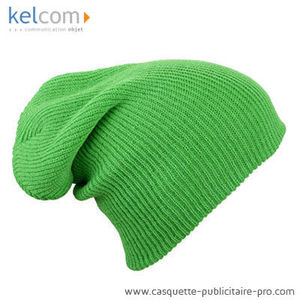 Bonnet publicitaire long tricoté Vert citron